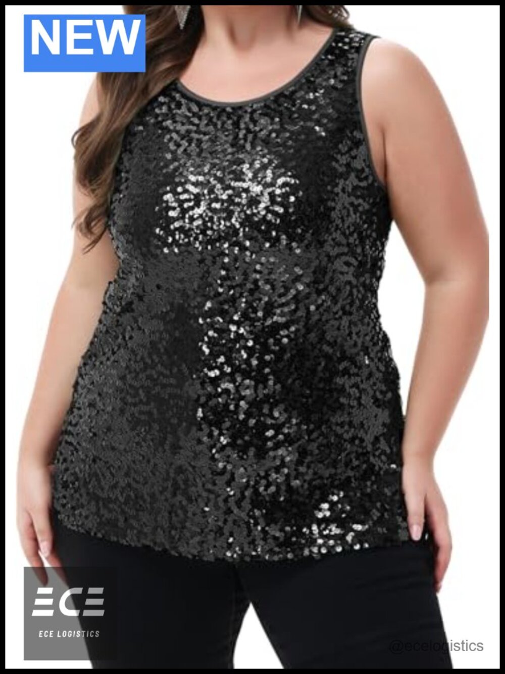 Sleeveless Sequin Tank Top Sparkle Shine Party Plus Size